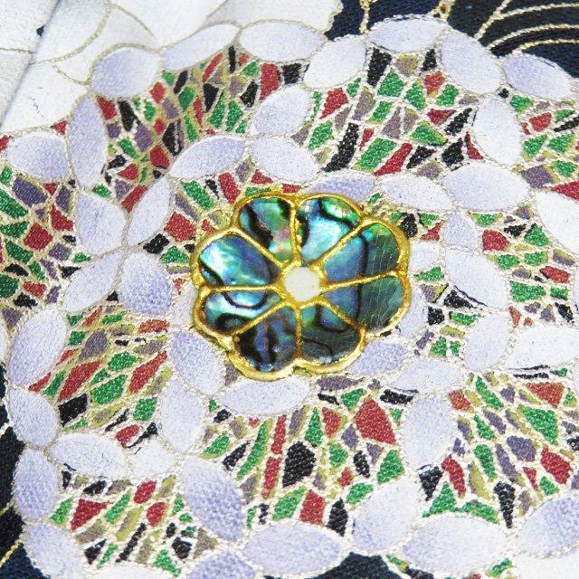 訪問着 着物 中古 正絹 袷 フォーマル 甲斐泰造 螺鈿 蝶と花の図 紫