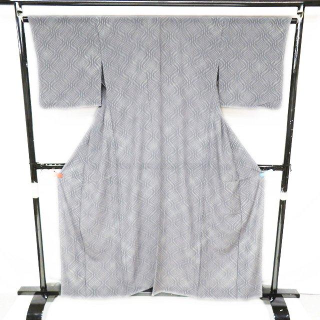 夏物 小紋 着物 中古 正絹 絽 カジュアル 格子模様 鼠色 多色 身丈158cm 裄65.5cm M きもの北條 A1061-5 夏物 小紋 着物 中古 正絹 絽 カジュアル 格子模様 鼠色 多色 身丈