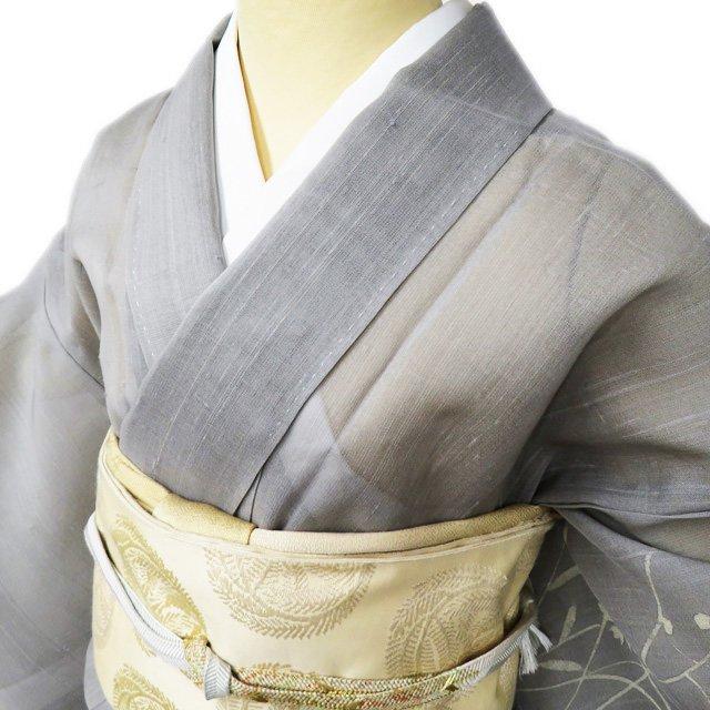 特選 夏物 絹芭蕉 着物 中古 正絹 セミフォーマル 植物模様 薄灰色 多色 身丈160cm 裄65cm M きもの北條 A1061-8 特選 夏物 絹芭蕉 着物 正絹 中古 セミフォーマル 植物模様 薄灰色 多