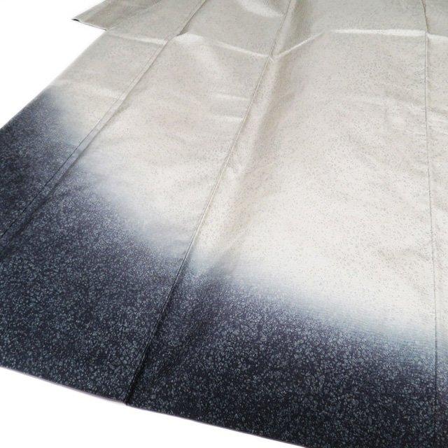 大島紬 着物 中古 正絹 袷 セミフォーマル 暈し 灰白色 多色 身丈156.5  