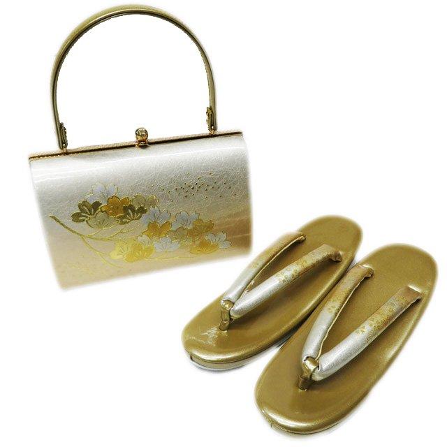 バッグ 草履 2点セット 和装小物 新品 箱付き 24cm Lサイズ 花模様 