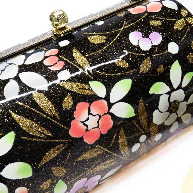 バッグ 草履 ２点セット 和装小物 新品 箱付き 24ｃｍ Lサイズ 花模様 黒色 金色 きもの北條 A1071-5 バッグ 草履 2点セット 和装小物 新品 箱付き 24cm Lサイズ 花模様