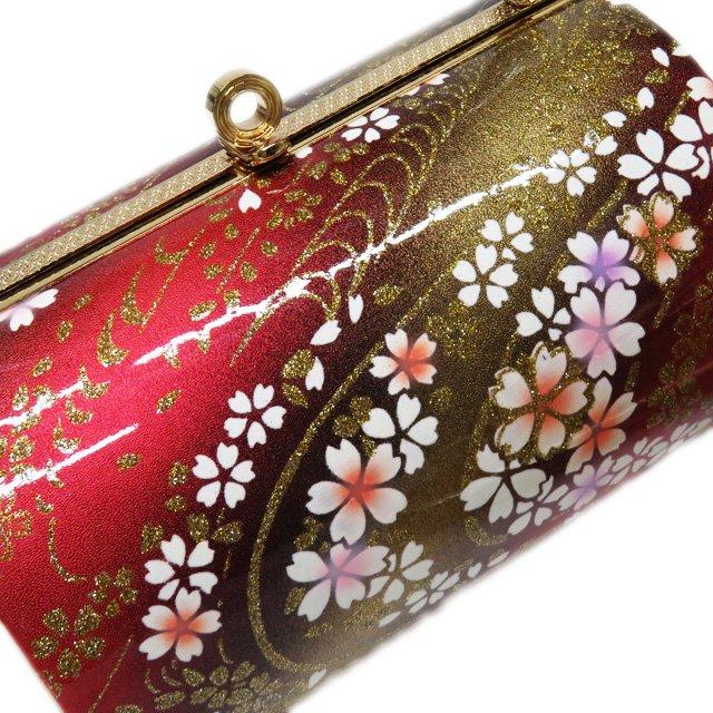 バッグ 草履 ２点セット 和装小物 新品 箱付き 24ｃｍ Lサイズ 桜模様 真紅色 金色 きもの北條 A1071-8 バッグ 草履 2点セット 和装小物 新品 箱付き 24cm Lサイズ 桜模様