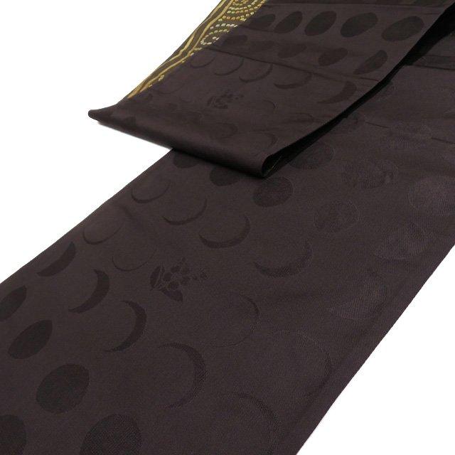 袋帯 中古 リサイクル 正絹 カジュアル 仕立て上がり 全通 渦模様 箔糸 焦茶色 金 きもの北條 A1073-12 袋帯 中古 リサイクル 正絹 カジュアル 仕立て上がり 全通 渦模様 箔糸