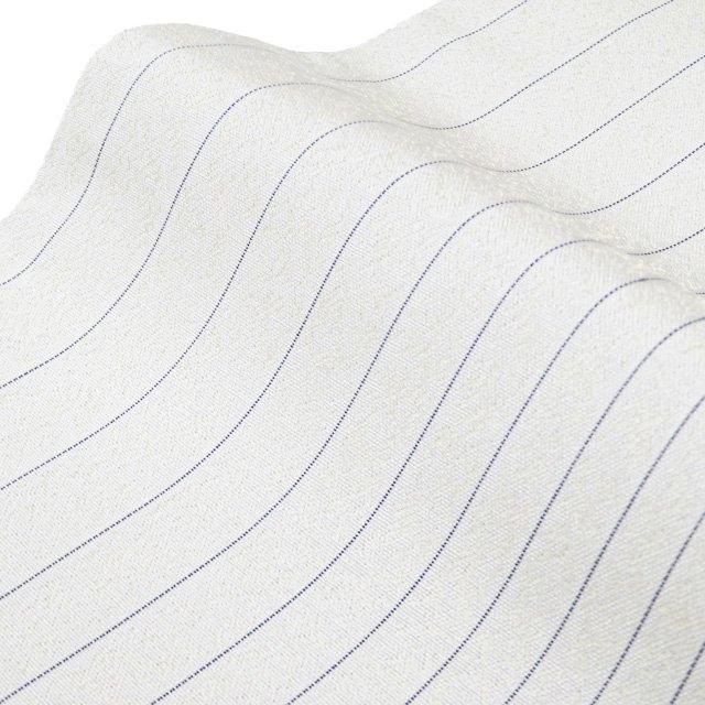 袋帯 未使用 正絹 カジュアル 仕立て上がり 全通 縞模様 白鼠色 紺色  