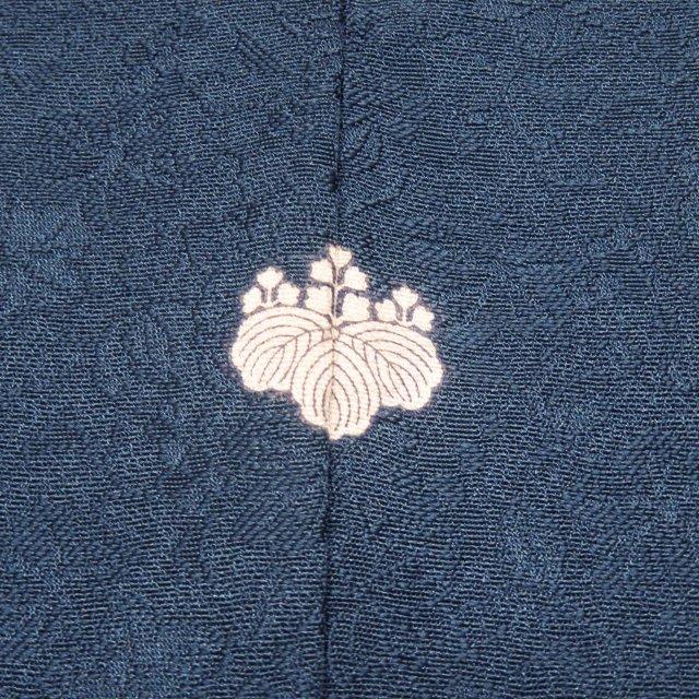 色無地 着物 未使用 袷 紋付き 草木染 堅牢染 地模様 葡萄唐草文