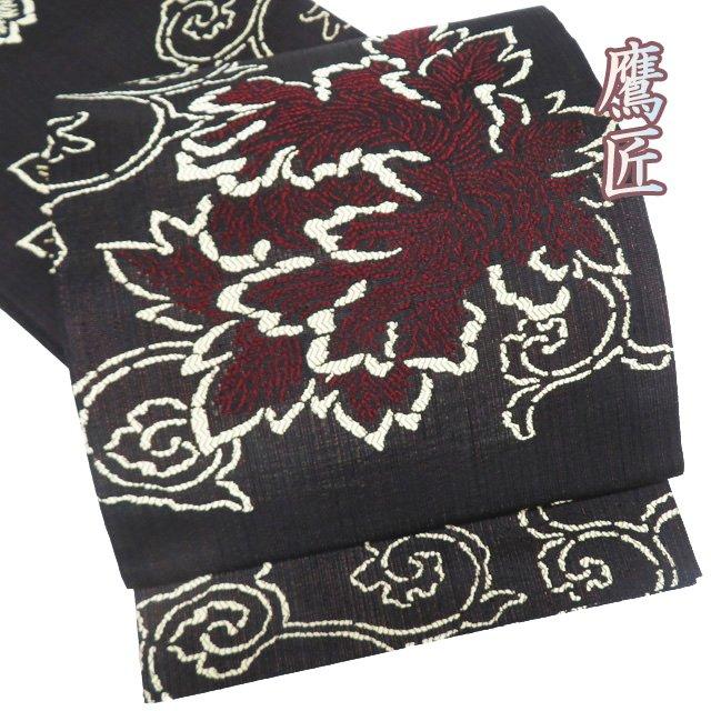 特選 袋帯 未使用 正絹 カジュアル 仕立て上がり 六通 鷹匠 花模様  