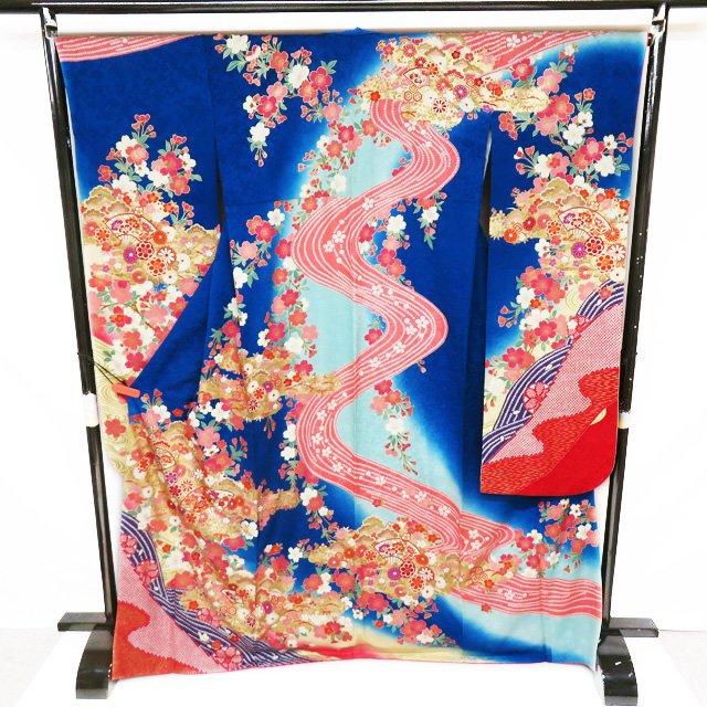 付下げ 花柄刺繍 花籠 牡丹 菊 花模様 暈し 若緑色 KK-1555