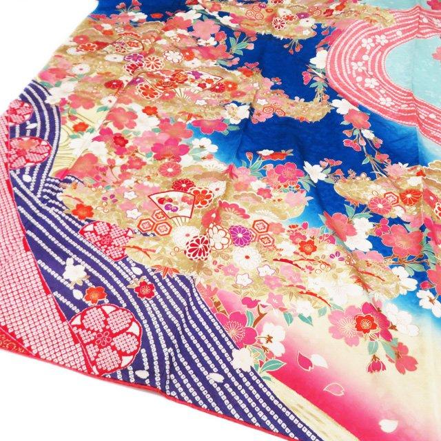 振袖 襦袢 袋帯 3点 セット 着物 中古 正絹 ポリ 花模様 銀通し 承和色 多色 金 身丈170.5cm 裄68.5cm L トール きもの北條 A1082-10 振袖 襦袢 袋帯 3点 セット 着物 中古 正絹 ポリ 花模様 銀通し 承和色
