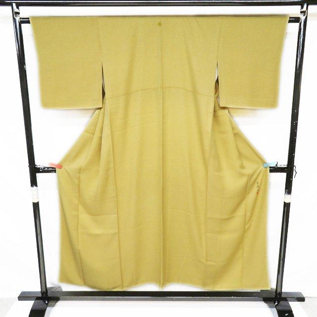 色無地 着物 中古 正絹 袷 フォーマル 紋付き 作家物 草木染 麦藁色 身丈152cm 裄63cm SA きもの北條 A1081-9 色無地 着物 中古 正絹 袷 フォーマル 紋付き 作家物 草木染 麦藁色