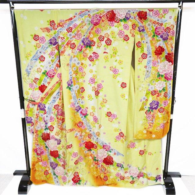 振袖 襦袢 袋帯 3点 セット 着物 中古 正絹 ポリ 花模様 銀通し 承和色 多色 金 身丈170.5cm 裄68.5cm L トール きもの北條 A1082-10 振袖 襦袢 袋帯 3点 セット 着物 中古 正絹 ポリ 花模様 銀通し 承和色
