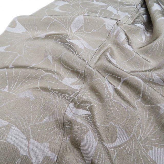 特選 永治屋清左衛門 御召し 着物 中古 正絹 袷 カジュアル 銀杏 薄い  