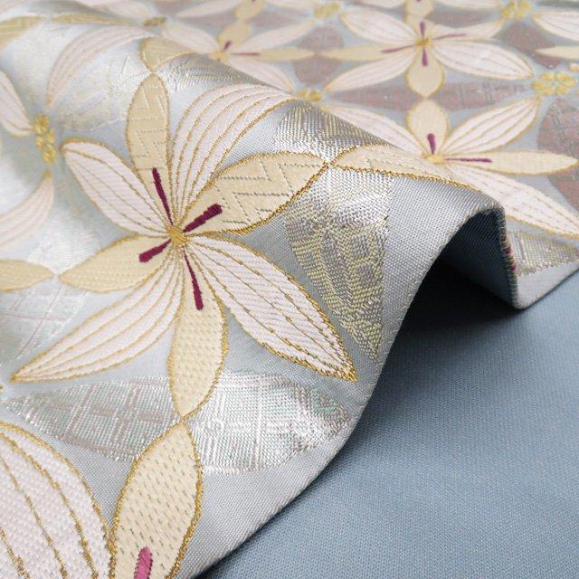 特選 袋帯 未使用 正絹 フォーマル 仕立て上がり 六通 帝王紫 花七宝  