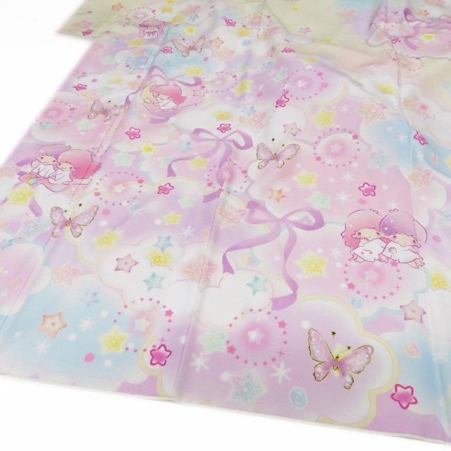 振袖 着物 中古 ポリ サンリオ キキララ Little twin stars パステル