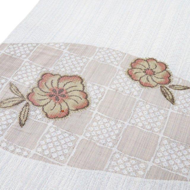 袋帯 中古 リサイクル 正絹 カジュアル 仕立て上がり 六通 白泥 大島  