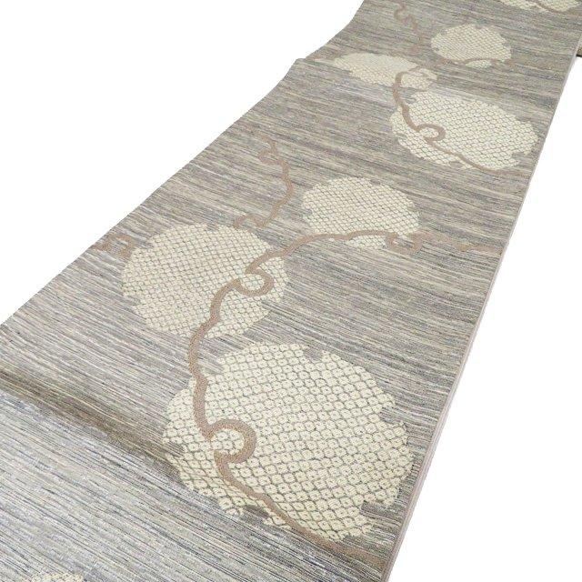 袋帯 中古 リサイクル 正絹 紬地 仕立て上がり 六通 雪輪模様 鹿の子  