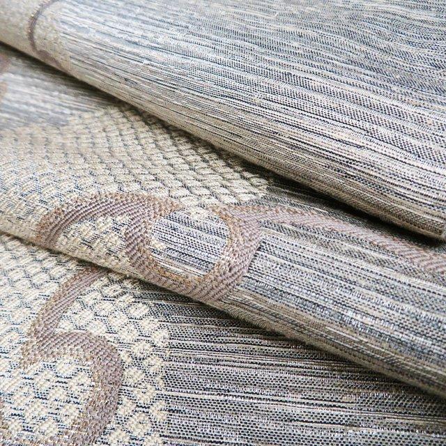 袋帯 中古 リサイクル 正絹 紬地 仕立て上がり 六通 雪輪模様 鹿の子  