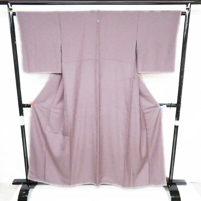 色無地 着物 中古 正絹 袷 フォーマル 紋付き 地模様 鳳凰唐草文様 薄