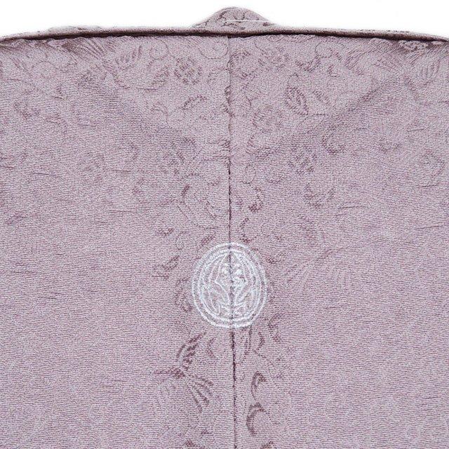 色無地 着物 中古 正絹 袷 フォーマル 紋付き 地模様 鳳凰唐草文様 薄