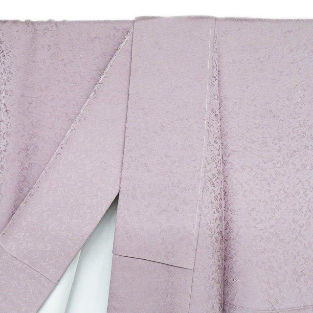 色無地 着物 中古 正絹 袷 フォーマル 紋付き 地模様 鳳凰唐草文様 薄