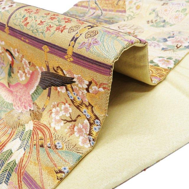 1800織 袋帯 中古 リサイクル 正絹 フォーマル 仕立て上がり 六通 花鳥  