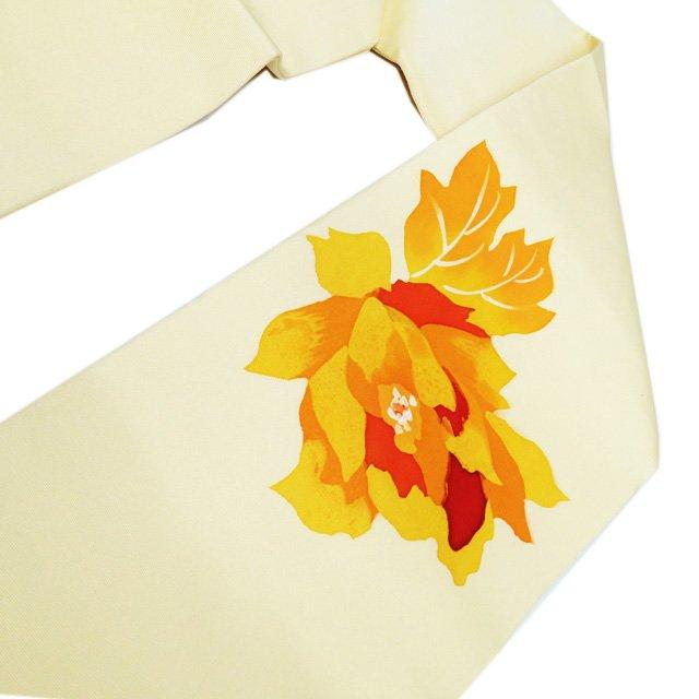 特選 半幅帯 中古 リサイクル 正絹 カジュアル 仕立て上がり 全通 花  