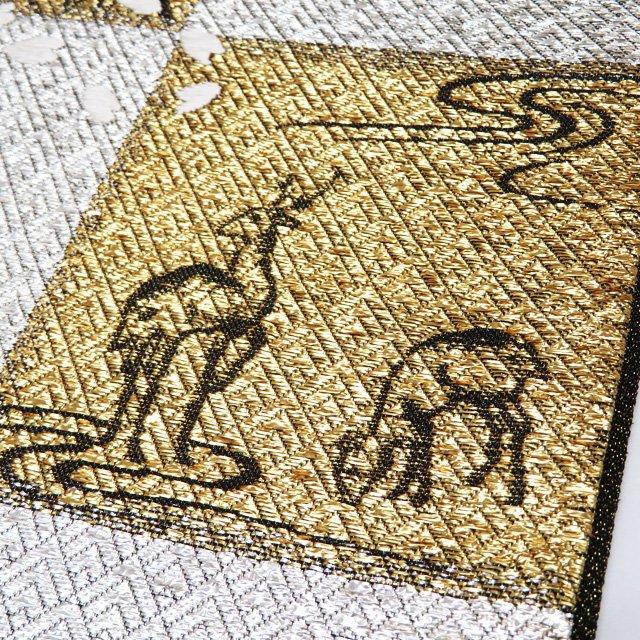 袋帯 未使用 正絹 フォーマル 仕立て上がり お太鼓柄 よろけ織 植物  