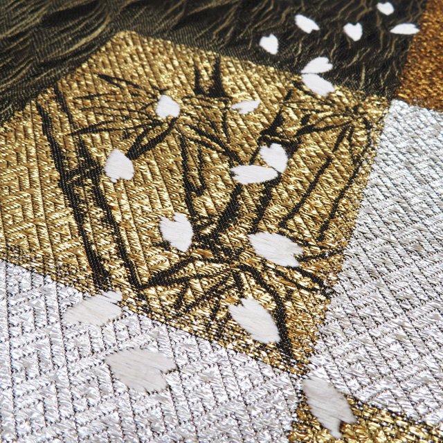 袋帯 未使用 正絹 フォーマル 仕立て上がり お太鼓柄 よろけ織 植物  