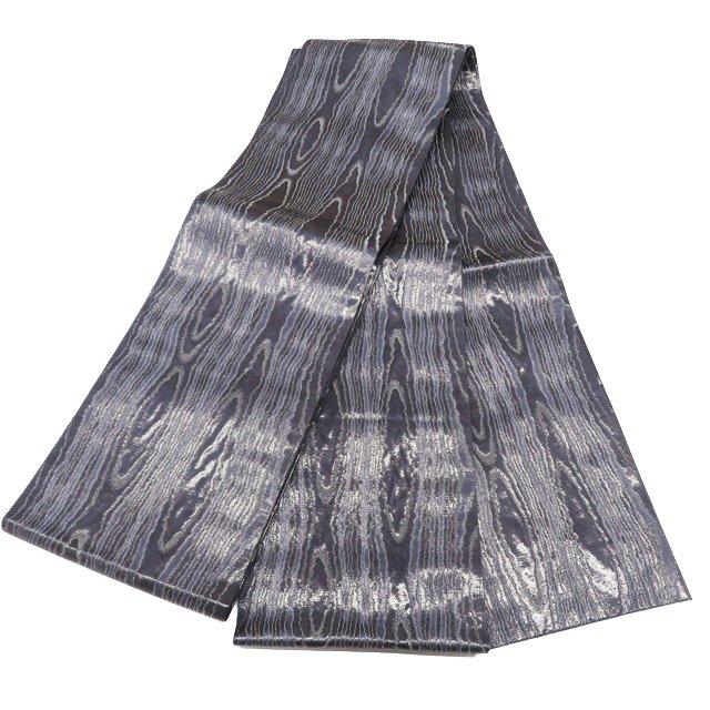 半幅帯 中古 リサイクル 正絹 カジュアル 仕立て上がり 全通 木目模様  