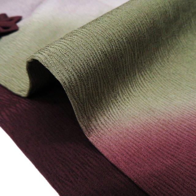コート 道中着 着物 中古 正絹 暈し 焦茶色 柴色 老竹色 身丈110cm 裄