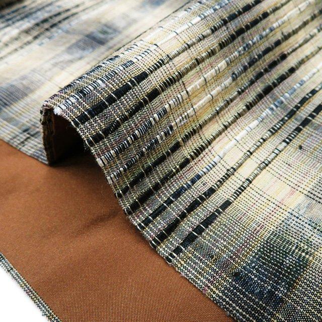 紬 付け下げ 付下げ 着物 中古 正絹 袷 カジュアル 麦藁色 黒色 多色  