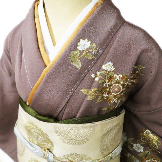 訪問着 着物 中古 正絹 袷 フォーマル 蘇州刺繍 中国刺繍 花紋 華文  