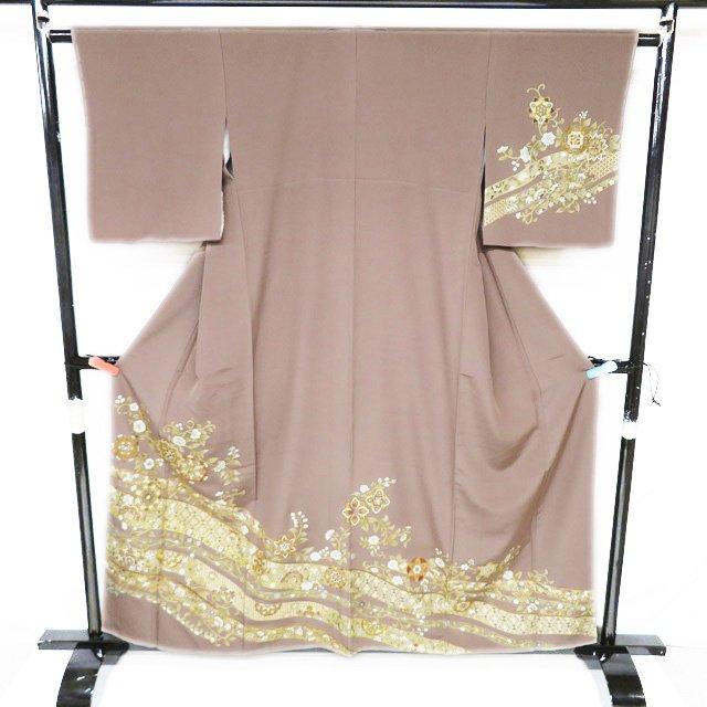 訪問着 着物 中古 正絹 袷 フォーマル 蘇州刺繍 中国刺繍 花紋 華文  