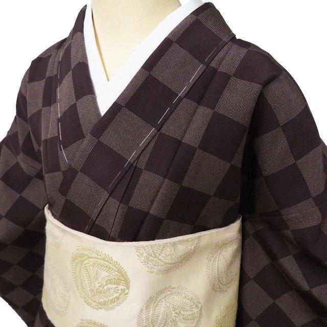 小紋 江戸小紋 着物 未使用 袷 伝統工芸士 服部光擴 市松文 鮫 通し 