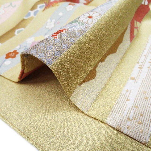 訪問着 着物 中古 正絹 袷 金駒刺繍 花の図 吹き寄せ文 淡黄色 多色 金 身丈167.5cm 裄67.5cm L トール きもの北條 A1102-7 訪問着 着物 中古 正絹 袷 金駒刺繍 花の図 吹き寄せ文 淡黄色 多色 金