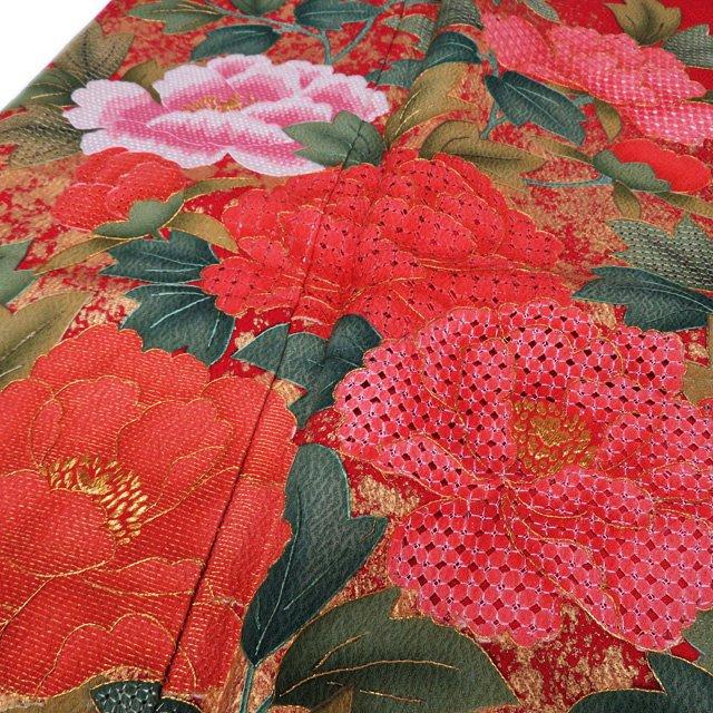 振袖 着物 中古 リサイクル 正絹 袷 花模様 桜 牡丹 松竹梅 地模様 赤色 多色 金 身丈170cm 裄66.5cm L トール きもの北條 A878-12 振袖 着物 中古 リサイクル 正絹 袷 花模様 桜 牡丹 松竹梅 地模様