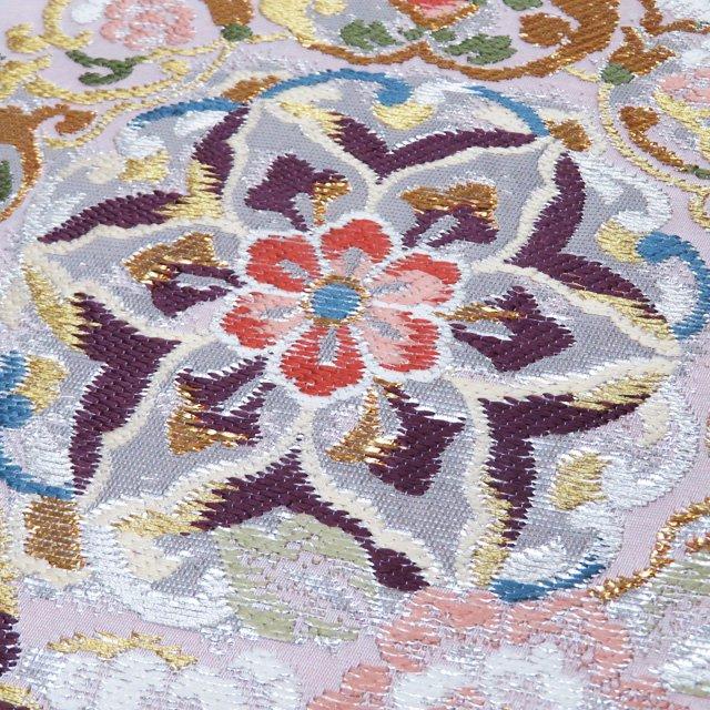 袋帯 中古 リサイクル 正絹 カジュアル 仕立て上がり 六通 花紋 華文  