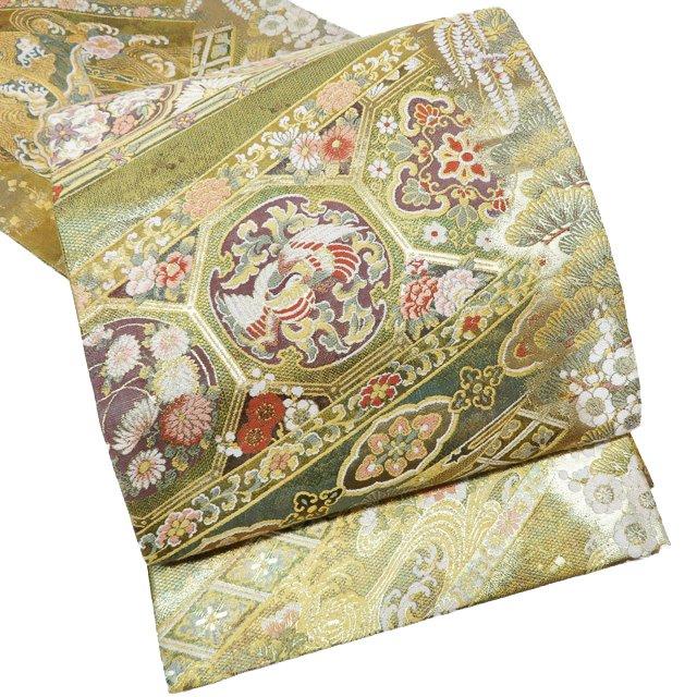 袋帯 中古 リサイクル 正絹 フォーマル 仕立て上がり 花鳥模様 花紋 華  