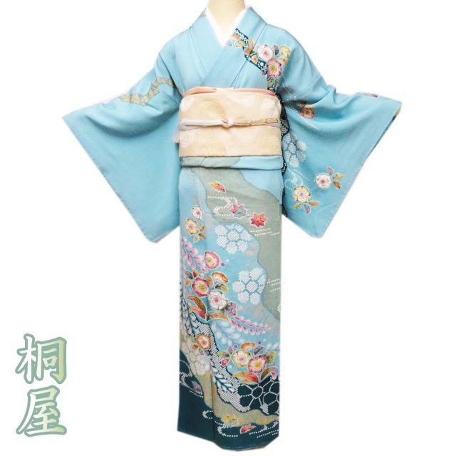 訪問着 袷 落款 辻が花柄 染め分け帯セット