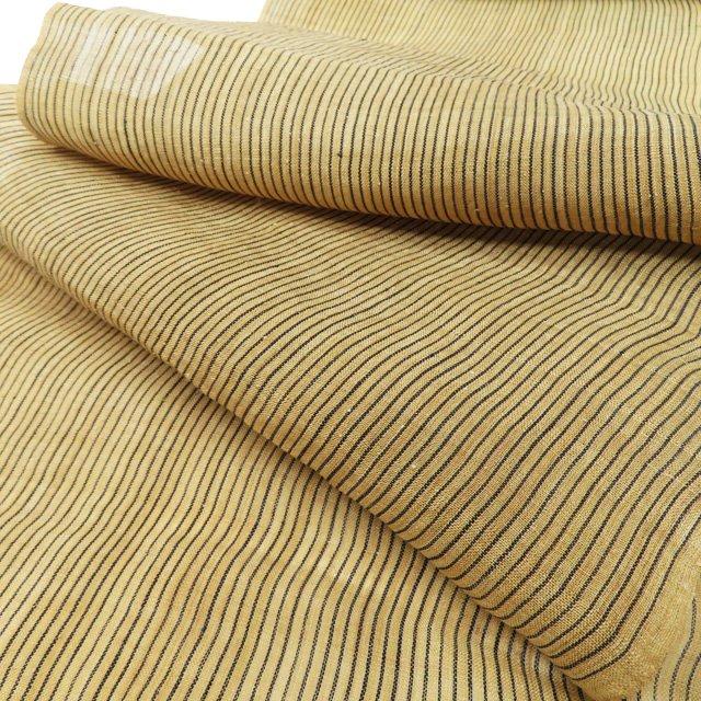 八重山上布 反物 素材 未仕立て 苧麻 縦縞模様 枯色 黒色 きもの北條  