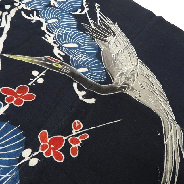 藍染 筒描き 筒書き つつがき 鶴 亀 松竹梅 古裂 時代布 襤褸 古布