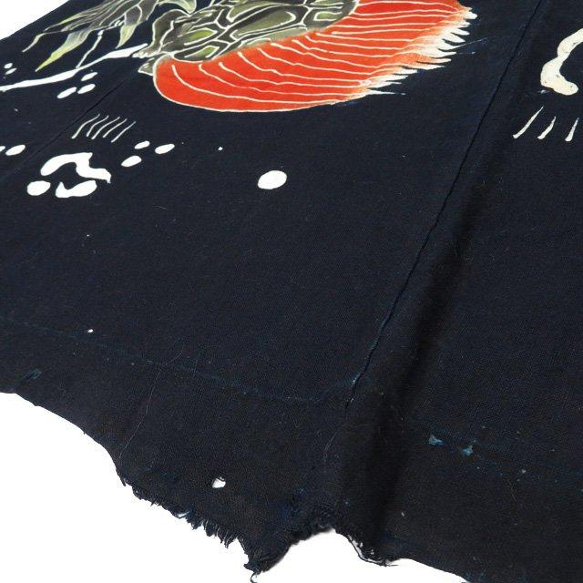 藍染 筒描き 筒書き つつがき 鶴 亀 松竹梅 古裂 時代布 襤褸 古布