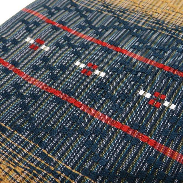 袋帯 未使用 正絹 カジュアル 仕立て上がり 全通 花織 路考茶色 錆  