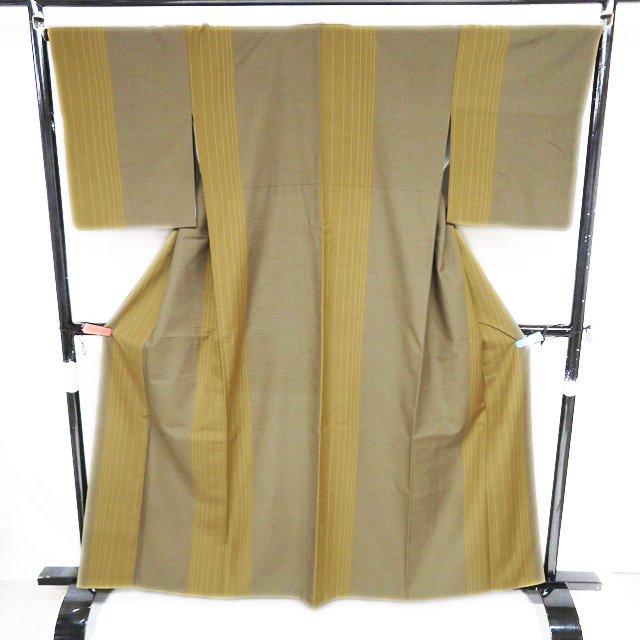 結城紬 着物 中古 正絹 袷 カジュアル ラベル付き 縦段模様 蚊絣 路考茶色 桑茶色 多色 身丈161.5cm 裄68cm M きもの北條 A1115-7 結城紬 着物 中古 正絹 袷 カジュアル ラベル付き 縦段模様 蚊絣 路考