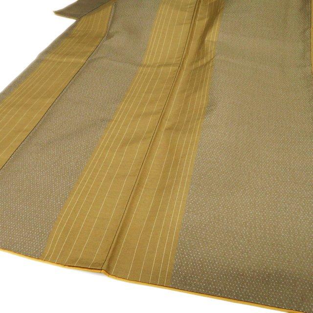 結城紬 着物 中古 正絹 袷 カジュアル ラベル付き 縦段模様 蚊絣 路考