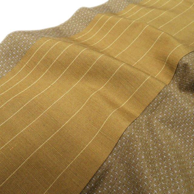 結城紬 着物 中古 正絹 袷 カジュアル ラベル付き 縦段模様 蚊絣 路考茶色 桑茶色 多色 身丈161.5cm 裄68cm M きもの北條 A1115-7 結城紬 着物 中古 正絹 袷 カジュアル ラベル付き 縦段模様 蚊絣 路考
