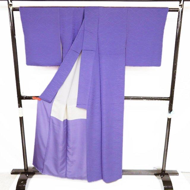 色無地 着物 中古 正絹 袷 フォーマル 紋付き 千總 反端付き 地模様 芝草模様 葵色 身丈160.5cm 裄64cm M きもの北條 A1125-2 色無地 着物 中古 正絹 袷 フォーマル 紋付き 千總 反端付き 地模様