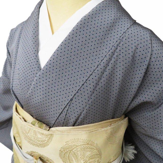 付下げ 付け下げ 訪問着 着物 中古 正絹 袷 フォーマル 鱗文 点模様 灰色 高麗納戸色 身丈164.5cm 裄65cm L きもの北條 A1125-9 付下げ 付け下げ 訪問着 着物 中古 正絹 袷 フォーマル 鱗文 点模様