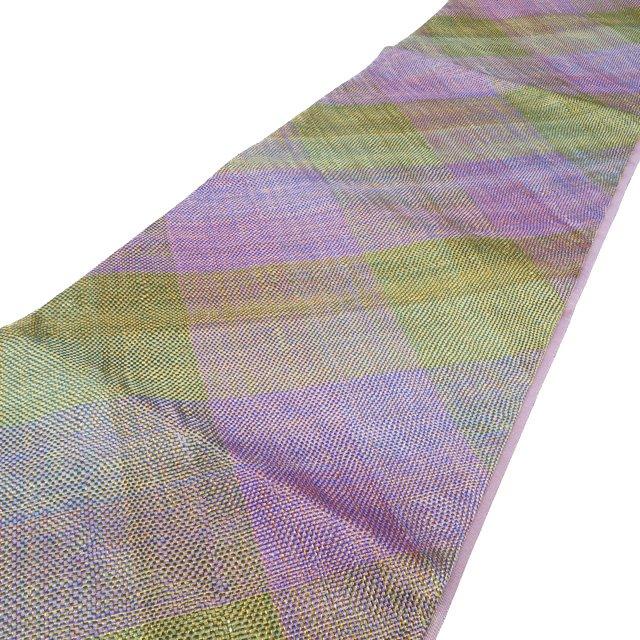 袋帯 未使用 正絹 フォーマル 仕立て上がり 全通 組織 組帯 金通し 紫