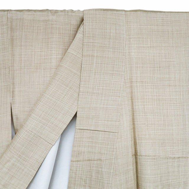 小紋 着物 中古 正絹 袷 カジュアル 格子模様 白茶色 身丈159.5cm 裄  